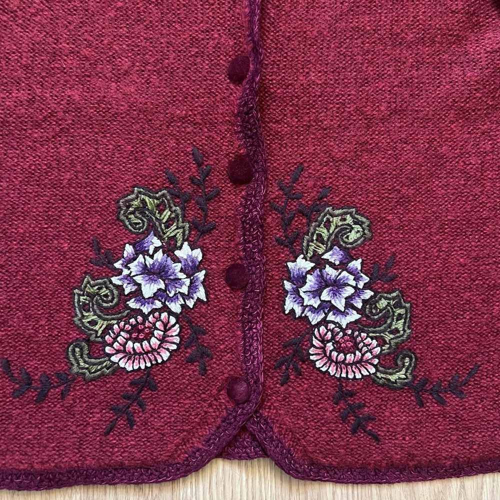 90s Susan Bristol Wool Blend Sweater Vest Hand Embroidered Womens Small Vintage - Picture 2 of 9